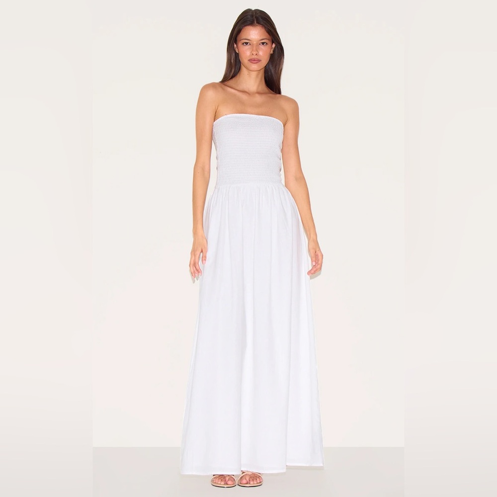 PrettyLittleThing White Strapless Maxi Dress